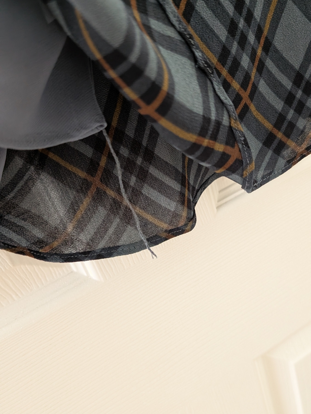 Reformation Slate Blue and Brown Plaid Mini Dress - Picture 3 of 4